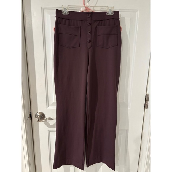 Halara High Waist Wide‎ Leg Trousers Button Front Pockets Plum Purple Career M - Picture 1 of 6